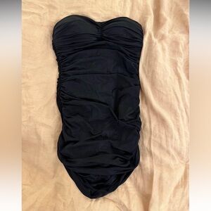 J Crew Black Strapless Ruched One Piece